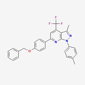 molecular formula C28H22F3N3O B11571827 6-[4-(benzyloxy)phenyl]-3-methyl-1-(4-methylphenyl)-4-(trifluoromethyl)-1H-pyrazolo[3,4-b]pyridine 