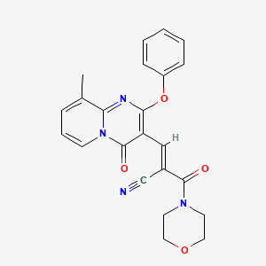 molecular formula C23H20N4O4 B11571848 (2E)-3-(9-methyl-4-oxo-2-phenoxy-4H-pyrido[1,2-a]pyrimidin-3-yl)-2-(morpholin-4-ylcarbonyl)prop-2-enenitrile 