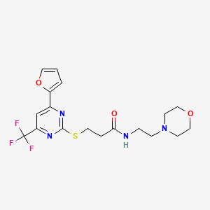 3-{[4-(furan-2-yl)-6-(trifluoromethyl)pyrimidin-2-yl]sulfanyl}-N-[2-(morpholin-4-yl)ethyl]propanamide