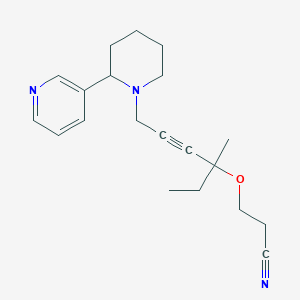 molecular formula C20H27N3O B11571893 3-({3-Methyl-6-[2-(pyridin-3-yl)piperidin-1-yl]hex-4-yn-3-yl}oxy)propanenitrile 