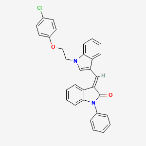 molecular formula C31H23ClN2O2 B11571940 (3E)-3-({1-[2-(4-chlorophenoxy)ethyl]-1H-indol-3-yl}methylidene)-1-phenyl-1,3-dihydro-2H-indol-2-one 