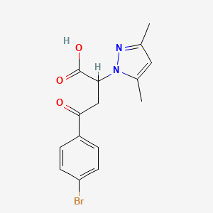 molecular formula C15H15BrN2O3 B11571957 4-(4-bromophenyl)-2-(3,5-dimethyl-1H-pyrazol-1-yl)-4-oxobutanoic acid 