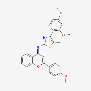 4-(2,4-dimethoxyphenyl)-N-[(4E)-2-(4-methoxyphenyl)-4H-chromen-4-ylidene]-5-methyl-1,3-thiazol-2-amine