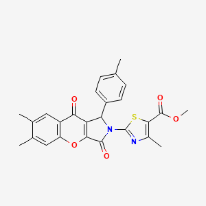 molecular formula C26H22N2O5S B11572068 methyl 2-[6,7-dimethyl-1-(4-methylphenyl)-3,9-dioxo-3,9-dihydrochromeno[2,3-c]pyrrol-2(1H)-yl]-4-methyl-1,3-thiazole-5-carboxylate 