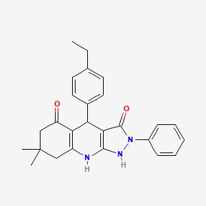 molecular formula C26H27N3O2 B11572114 4-(4-ethylphenyl)-7,7-dimethyl-2-phenyl-4,6,7,8-tetrahydro-2H-pyrazolo[3,4-b]quinoline-3,5-diol 