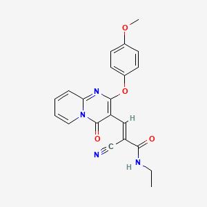 molecular formula C21H18N4O4 B11572118 (2E)-2-cyano-N-ethyl-3-[2-(4-methoxyphenoxy)-4-oxo-4H-pyrido[1,2-a]pyrimidin-3-yl]prop-2-enamide 