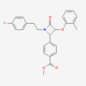 molecular formula C26H24FNO4 B11572151 Methyl 4-{1-[2-(4-fluorophenyl)ethyl]-3-(2-methylphenoxy)-4-oxoazetidin-2-yl}benzoate 