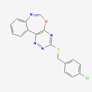 molecular formula C17H11ClN4OS B11572174 3-[(4-Chlorobenzyl)sulfanyl][1,2,4]triazino[5,6-d][3,1]benzoxazepine 