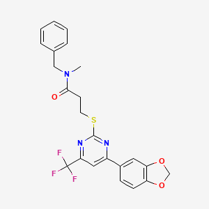 3-(4-Benzo[1,3]dioxol-5-yl-6-trifluoromethyl-pyrimidin-2-ylsulfanyl)-N-benzyl-N-methyl-propionamide