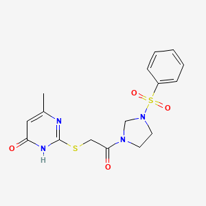 molecular formula C16H18N4O4S2 B11572187 6-Methyl-2-({2-oxo-2-[3-(phenylsulfonyl)imidazolidin-1-yl]ethyl}thio)pyrimidin-4-ol 