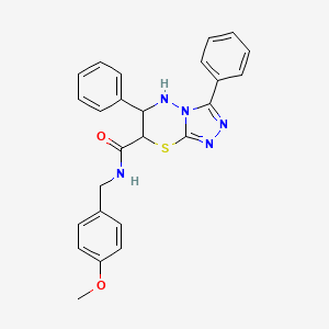 molecular formula C25H23N5O2S B11572198 N-(4-methoxybenzyl)-3,6-diphenyl-6,7-dihydro-5H-[1,2,4]triazolo[3,4-b][1,3,4]thiadiazine-7-carboxamide 