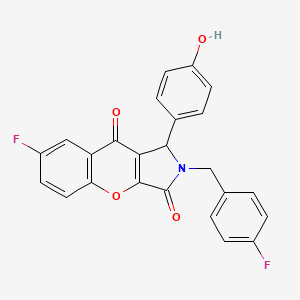 molecular formula C24H15F2NO4 B11572210 7-Fluoro-2-(4-fluorobenzyl)-1-(4-hydroxyphenyl)-1,2-dihydrochromeno[2,3-c]pyrrole-3,9-dione 