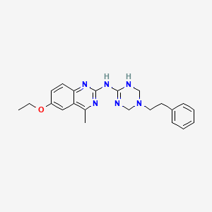 molecular formula C22H26N6O B11572211 6-ethoxy-4-methyl-N-[5-(2-phenylethyl)-1,4,5,6-tetrahydro-1,3,5-triazin-2-yl]quinazolin-2-amine 