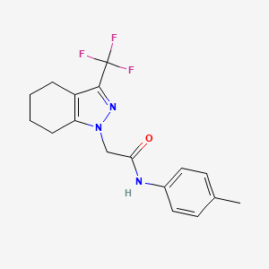 molecular formula C17H18F3N3O B11572217 N-(4-methylphenyl)-2-[3-(trifluoromethyl)-4,5,6,7-tetrahydro-1H-indazol-1-yl]acetamide 