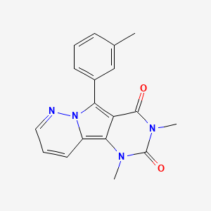 molecular formula C18H16N4O2 B11572218 5,7-Dimethyl-9-m-tolyl-5H-1,5,7,9a-tetraaza-fluorene-6,8-dione 