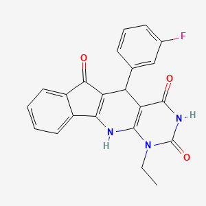 molecular formula C22H16FN3O3 B11572257 7-ethyl-2-(3-fluorophenyl)-5,7,9-triazatetracyclo[8.7.0.03,8.011,16]heptadeca-1(10),3(8),11,13,15-pentaene-4,6,17-trione 