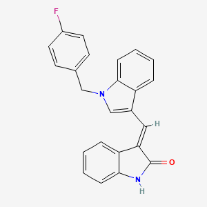 molecular formula C24H17FN2O B11572263 (3E)-3-{[1-(4-fluorobenzyl)-1H-indol-3-yl]methylidene}-1,3-dihydro-2H-indol-2-one 