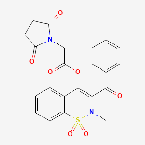 molecular formula C22H18N2O7S B11572281 2-methyl-1,1-dioxido-3-(phenylcarbonyl)-2H-1,2-benzothiazin-4-yl (2,5-dioxopyrrolidin-1-yl)acetate 