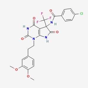 4-chloro-N-{1-[2-(3,4-dimethoxyphenyl)ethyl]-4-hydroxy-2,6-dioxo-5-(trifluoromethyl)-2,5,6,7-tetrahydro-1H-pyrrolo[2,3-d]pyrimidin-5-yl}benzamide