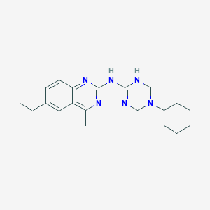 molecular formula C20H28N6 B11572354 N-(5-cyclohexyl-1,4,5,6-tetrahydro-1,3,5-triazin-2-yl)-6-ethyl-4-methylquinazolin-2-amine 