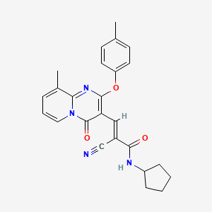 molecular formula C25H24N4O3 B11572365 (2E)-2-cyano-N-cyclopentyl-3-[9-methyl-2-(4-methylphenoxy)-4-oxo-4H-pyrido[1,2-a]pyrimidin-3-yl]prop-2-enamide 