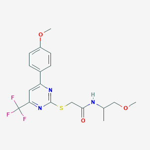 2-{[4-(4-methoxyphenyl)-6-(trifluoromethyl)pyrimidin-2-yl]sulfanyl}-N-(1-methoxypropan-2-yl)acetamide