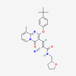 (2E)-3-[2-(4-tert-butylphenoxy)-9-methyl-4-oxo-4H-pyrido[1,2-a]pyrimidin-3-yl]-2-cyano-N-(tetrahydrofuran-2-ylmethyl)prop-2-enamide