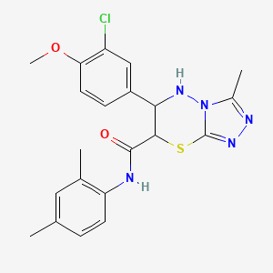 molecular formula C21H22ClN5O2S B11572449 6-(3-chloro-4-methoxyphenyl)-N-(2,4-dimethylphenyl)-3-methyl-6,7-dihydro-5H-[1,2,4]triazolo[3,4-b][1,3,4]thiadiazine-7-carboxamide 