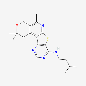 molecular formula C20H26N4OS B11572510 4,4,8-trimethyl-N-(3-methylbutyl)-5-oxa-11-thia-9,14,16-triazatetracyclo[8.7.0.02,7.012,17]heptadeca-1,7,9,12(17),13,15-hexaen-13-amine 