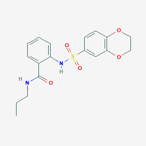 molecular formula C18H20N2O5S B11572527 2-(2,3-Dihydro-benzo[1,4]dioxine-6-sulfonylamino)-N-propyl-benzamide 