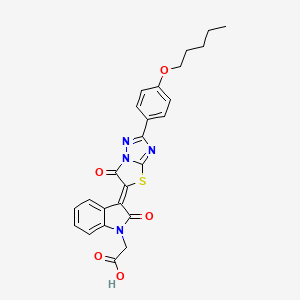 molecular formula C25H22N4O5S B11572531 [(3Z)-2-oxo-3-{6-oxo-2-[4-(pentyloxy)phenyl][1,3]thiazolo[3,2-b][1,2,4]triazol-5(6H)-ylidene}-2,3-dihydro-1H-indol-1-yl]acetic acid 