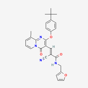 molecular formula C28H26N4O4 B11572569 (2E)-3-[2-(4-tert-butylphenoxy)-9-methyl-4-oxo-4H-pyrido[1,2-a]pyrimidin-3-yl]-2-cyano-N-(furan-2-ylmethyl)prop-2-enamide 