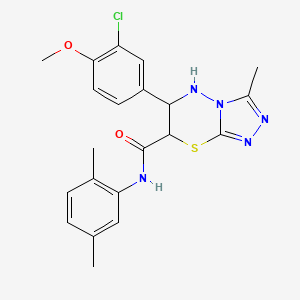 molecular formula C21H22ClN5O2S B11572577 6-(3-chloro-4-methoxyphenyl)-N-(2,5-dimethylphenyl)-3-methyl-6,7-dihydro-5H-[1,2,4]triazolo[3,4-b][1,3,4]thiadiazine-7-carboxamide 