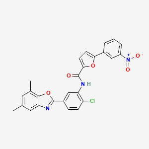 molecular formula C26H18ClN3O5 B11572636 N-[2-chloro-5-(5,7-dimethyl-1,3-benzoxazol-2-yl)phenyl]-5-(3-nitrophenyl)furan-2-carboxamide 