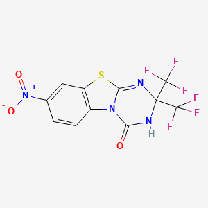 8-Nitro-2,2-bis(trifluoromethyl)-2,3-dihydro-4H-[1,3,5]triazino[2,1-b][1,3]benzothiazol-4-one