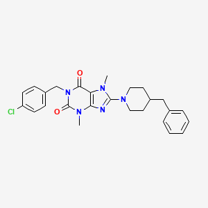 molecular formula C26H28ClN5O2 B11572642 8-(4-benzylpiperidin-1-yl)-1-(4-chlorobenzyl)-3,7-dimethyl-3,7-dihydro-1H-purine-2,6-dione 