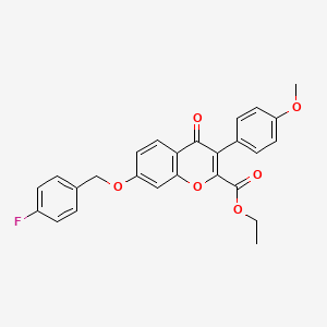 molecular formula C26H21FO6 B11572653 ethyl 7-[(4-fluorobenzyl)oxy]-3-(4-methoxyphenyl)-4-oxo-4H-chromene-2-carboxylate 