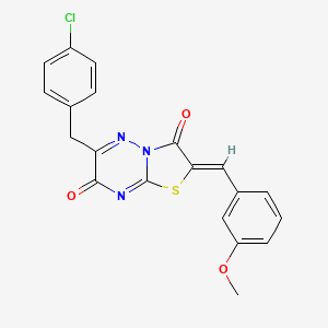 molecular formula C20H14ClN3O3S B11572659 (2Z)-6-(4-chlorobenzyl)-2-(3-methoxybenzylidene)-7H-[1,3]thiazolo[3,2-b][1,2,4]triazine-3,7(2H)-dione 