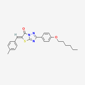 molecular formula C24H25N3O2S B11572669 (5Z)-2-[4-(hexyloxy)phenyl]-5-(4-methylbenzylidene)[1,3]thiazolo[3,2-b][1,2,4]triazol-6(5H)-one 