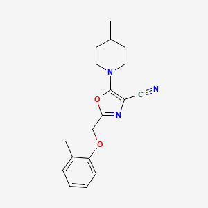 2-[(2-Methylphenoxy)methyl]-5-(4-methylpiperidin-1-yl)-1,3-oxazole-4-carbonitrile