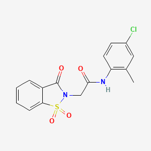 molecular formula C16H13ClN2O4S B11572707 N-(4-chloro-2-methylphenyl)-2-(1,1-dioxido-3-oxo-1,2-benzisothiazol-2(3H)-yl)acetamide 