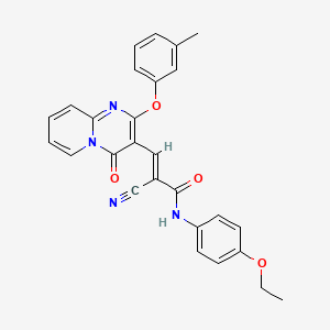 molecular formula C27H22N4O4 B11572730 (2E)-2-cyano-N-(4-ethoxyphenyl)-3-[2-(3-methylphenoxy)-4-oxo-4H-pyrido[1,2-a]pyrimidin-3-yl]prop-2-enamide 