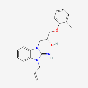 molecular formula C20H23N3O2 B11572743 1-[2-imino-3-(prop-2-en-1-yl)-2,3-dihydro-1H-benzimidazol-1-yl]-3-(2-methylphenoxy)propan-2-ol 