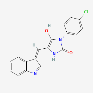 (5E)-3-(4-chlorophenyl)-5-(1H-indol-3-ylmethylidene)imidazolidine-2,4-dione