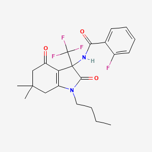 N-[1-butyl-6,6-dimethyl-2,4-dioxo-3-(trifluoromethyl)-2,3,4,5,6,7-hexahydro-1H-indol-3-yl]-2-fluorobenzamide