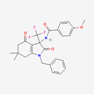 N-[1-benzyl-6,6-dimethyl-2,4-dioxo-3-(trifluoromethyl)-2,3,4,5,6,7-hexahydro-1H-indol-3-yl]-4-methoxybenzamide