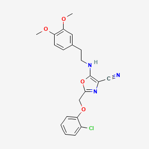 2-[(2-Chlorophenoxy)methyl]-5-[2-(3,4-dimethoxyphenyl)ethylamino]-1,3-oxazole-4-carbonitrile