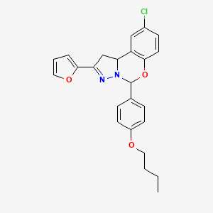 molecular formula C24H23ClN2O3 B11572877 5-(4-Butoxyphenyl)-9-chloro-2-(furan-2-yl)-1,10b-dihydropyrazolo[1,5-c][1,3]benzoxazine 