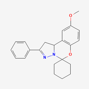 molecular formula C22H24N2O2 B11572916 9'-Methoxy-2'-phenyl-1',10b'-dihydrospiro[cyclohexane-1,5'-pyrazolo[1,5-c][1,3]benzoxazine] 