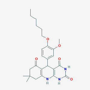 5-[4-(hexyloxy)-3-methoxyphenyl]-8,8-dimethyl-5,8,9,10-tetrahydropyrimido[4,5-b]quinoline-2,4,6(1H,3H,7H)-trione